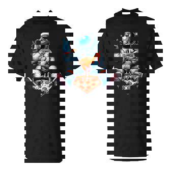 Astronaute Avec Poulet Sur Pizza T-Shirt - Cadeauxyz