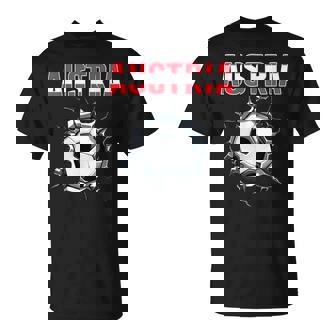 Austria Football Fans Jersey Austrian Football In Cracked Wall T-Shirt - Geschenkecke