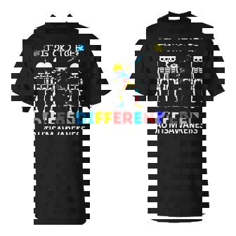 Autism Awareness Its Ok To Be Different Acceptance Skeleton T-Shirt | Seseable UK