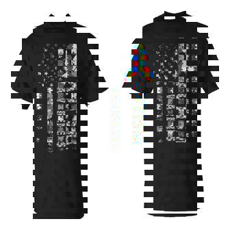 Autism Awareness Mom Dad Usa Flag Autism T-Shirt | Mazezy