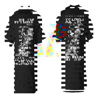 Autism Mom You Will Never Walk-Alone Support Autism Son T-Shirt - Thegiftio