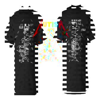 Autism Skeleton Guitar Player Rock Music Autism Awareness T-Shirt - Seseable
