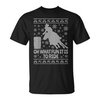 Barrel Racing Ugly Christmas Horse Race Rodeo TShirt T-Shirt - Monsterry