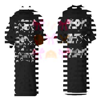 Baseball Coquette Bow Baseball Mama Baseball Mom T-Shirt - Thegiftio