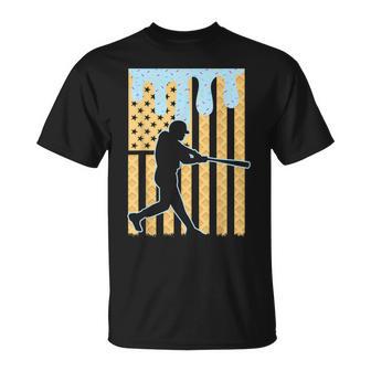 Baseball Drip Boys Dripping Ice Cream Baseball American Flag T-Shirt - Monsterry