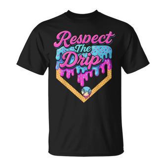 Baseball Drip Boys Home Plate Ice Cream Respect The Drip T-Shirt - Thegiftio
