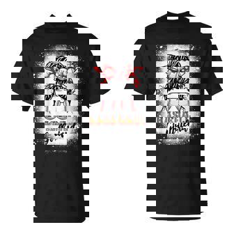 Baseball Girlfriend Messy Bun Hair Leopard Mother's Day 2025 T-Shirt - Seseable