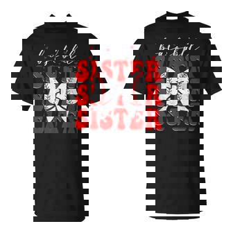 Baseball Sister Coquette Bow Sport Lover Sister Mother's Day T-Shirt | Mazezy