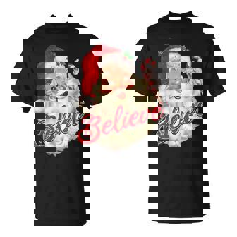 Believe Santa Ornaments Christmas Xmas Family Pajamas T-Shirt - Monsterry