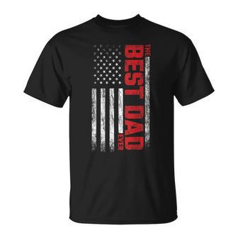 Best Dad American Flag On Back Best Dad Ever T-Shirt - Monsterry