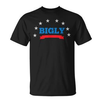 BIGLY Bg Red Letters Shadow Dark HeatherBl T-Shirt - Monsterry
