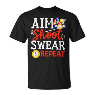 Billiards Pool Snooker Aim Shoot Swear Repeat For Women T-Shirt - Thegiftio UK