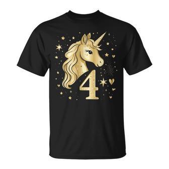 Birthday 4 Years Girls' Unicorn Outfit 4Th Birthday T-Shirt - Geschenkecke