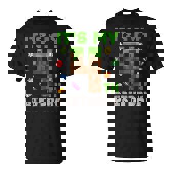 Birthday Boy It's My 4Th Birthday 4 Year Old Pixel Gamer T-Shirt - Monsterry