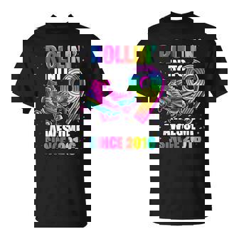 Birthday Roller Skating 9Th Girls Rollin Into 9 Skate Party T-Shirt | Mazezy