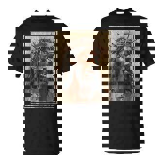 Black Jesus Face Of Jesus Cross With Crown Of Thorns T-Shirt - Seseable