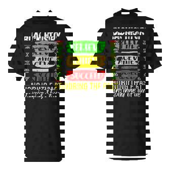 Black History Month Believe Achieve Succeed Melanin African T-Shirt | Mazezy