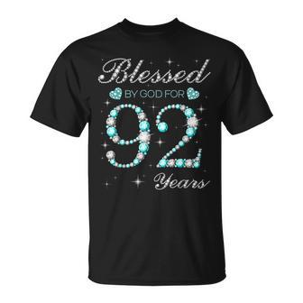 Blessed By God For 92 Years Old Woman 92nd Birthday T-Shirt - Monsterry