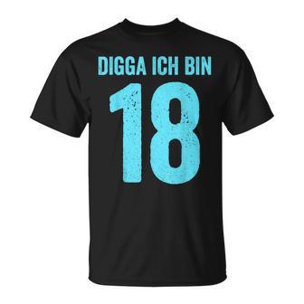 Blue Digga Ich Bin 18 Jahre Junge 18Th Birthday T-Shirt - Geschenkecke