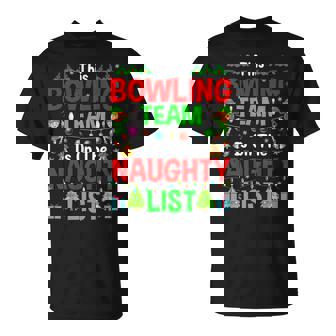 This Bowling Team On Naughty List Cute Christmas Elf T-Shirt - Monsterry