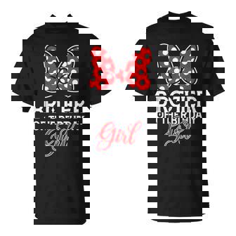 Brother Of The Birthday Girl Cute Pink Bow Family Matching T-Shirt - Seseable