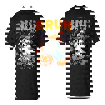 Bruh Ghost Halloween Trick Or Treat Candy Cute Ghost Kids T-Shirt - Monsterry