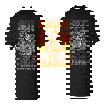 Bruh Give Thanks Dabbing Turkey Thanksgiving Thankful Boys T-Shirt - Monsterry
