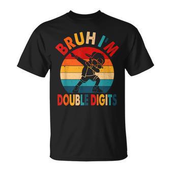 Bruh I'm Double Digits 10Th Birthday Dabbing 10 Year Old Boy T-Shirt - Thegiftio UK