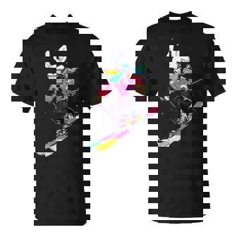 Bunny Rabbit Skiing Skier Ski Winter Snow T-Shirt - Monsterry