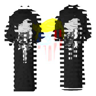 Camisa Trump Hair Skull Para El 4 De Julio Regalo Con La Bandera Estadounidense De Trump Camiseta unisex - Regaloses