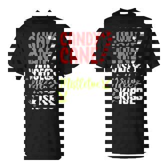 Candy Cane Wishes And Mistletoe Kisses Christmas Tank Top T-Shirt - Monsterry