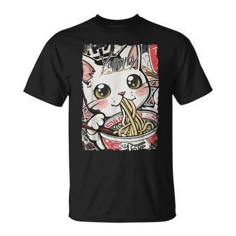 Cat Ramen Noodle Japanese Anime Manga Ramen Kawaii Cat T-Shirt - Geschenkecke