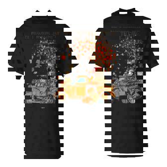 Cats Fall Pumpkin-Full Truck Autumn Tree Leaves Cat Owner T-Shirt - Monsterry