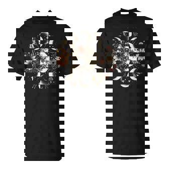 Celestial Moon Phase Boho Wildflowers Zodiac Witchcore T-Shirt - Thegiftio UK