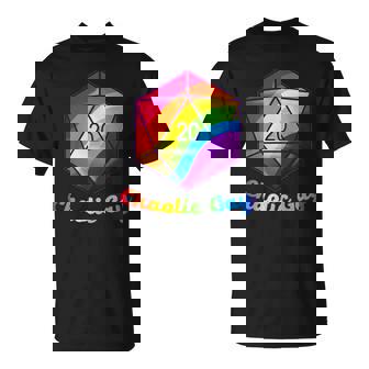 Chaotic Gay Rainbow Pride D20 Dice Shirt T-Shirt - Monsterry