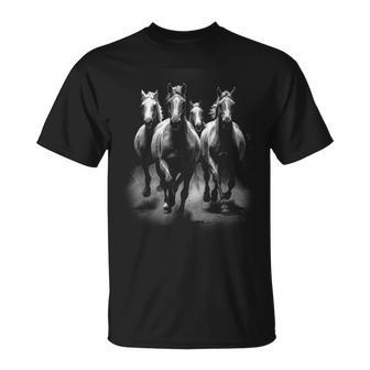 Charging Stallions In Gallop Horses T-Shirt - Monsterry