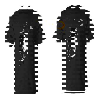 Chat Noir Câlin De Chats Blancs Et Lune Étoiles T-Shirt - Cadeauxyz