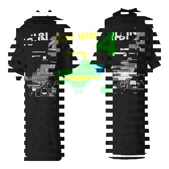 Children's Birthday Ich Bin 4 Jahre Landwirt Combine Harvester T-Shirt - Seseable