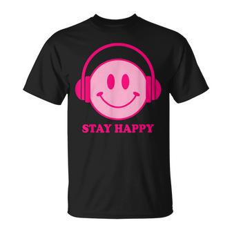 Chillibes 70S Pink Smile Face Music Headphones Happy Face T-Shirt - Geschenkecke