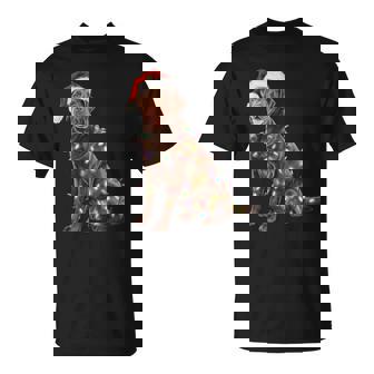 Chocolate Lab Christmas Joy Christmas Lights Festive Holiday T-Shirt - Monsterry
