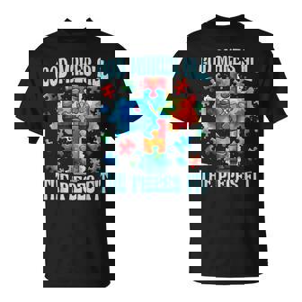 Christian Autism Awareness God Makes The Pieces Fit Cross T-Shirt | Seseable UK
