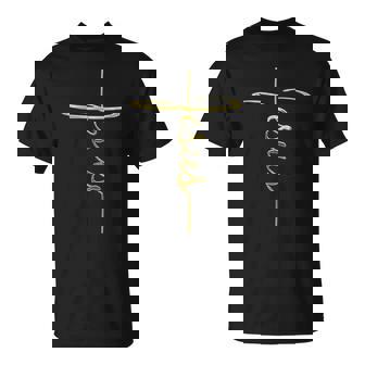 Christian Faith Cross Script Jesus Holy Symbol For Men Women T-Shirt - Monsterry