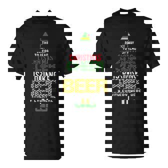 Christmas Cheer Elf Naughty Santa Elf Beer T-Shirt - Monsterry