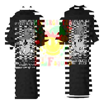 Christmas Kindergarten Elf Squad Smile Face Teacher Student T-Shirt - Monsterry