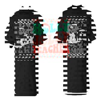 Christmas Teacher Shirt Holly Xmas Jolly Teacher Christmas T-Shirt - Monsterry