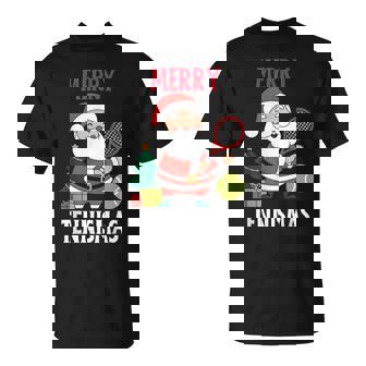 Christmas Tennis Pajamas Matching Xmas Tennis Racket Holiday T-Shirt - Monsterry