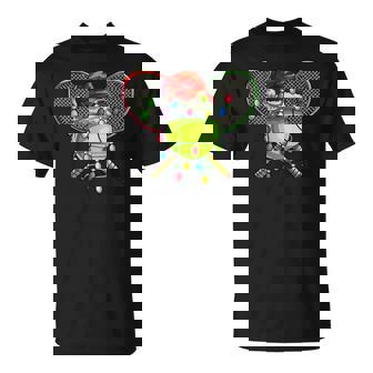 Christmas Tennis Xmas Christmas Tree Lights Tennis Player T-Shirt - Monsterry