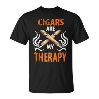 Cigars Are My Therapy Smoker Saying Cigar Smoke Tobacco T-Shirt - Geschenkecke