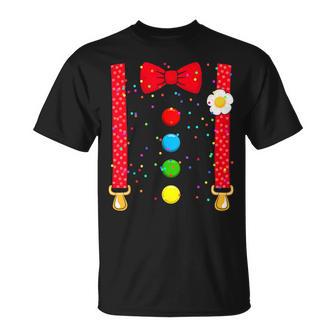 Clown Costume With Braces Bow Tie For Carnival Fancy Dress T-Shirt - Geschenkecke