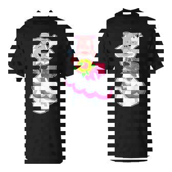 Cochon Mariée Bouquet De Fleurs Mariage T-Shirt - Cadeauxyz